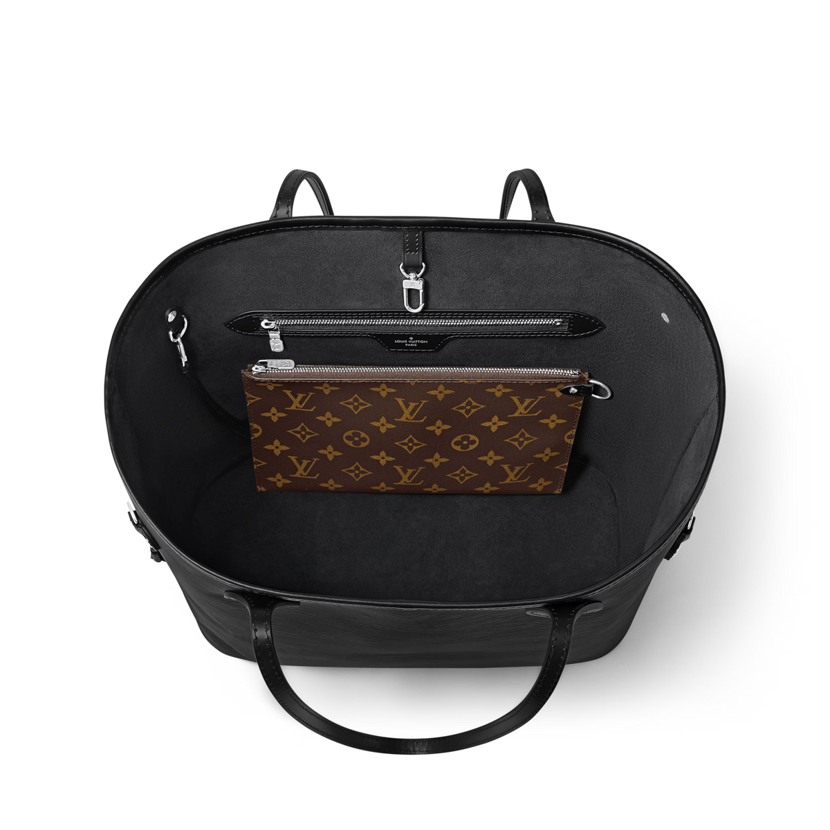 Women's Neverfull MM Black Epi Leather Tote Bag M11930