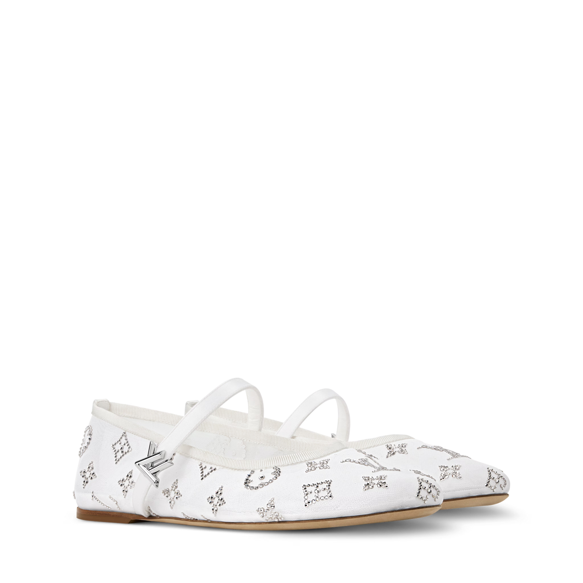 Women's Romy Flat Ballerina Mesh Rhinestone Monogram Ballet Pump 1AK3Q0