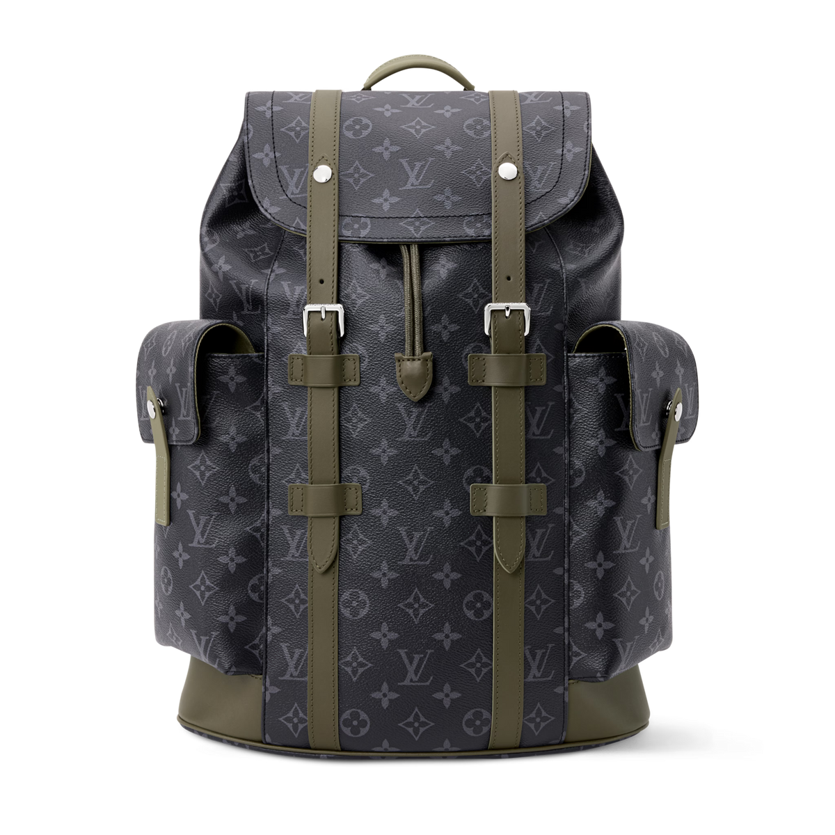 Christopher MM Monogram Eclipse Canvas Khaki Green Ruthenium-Tone Brass Hardware