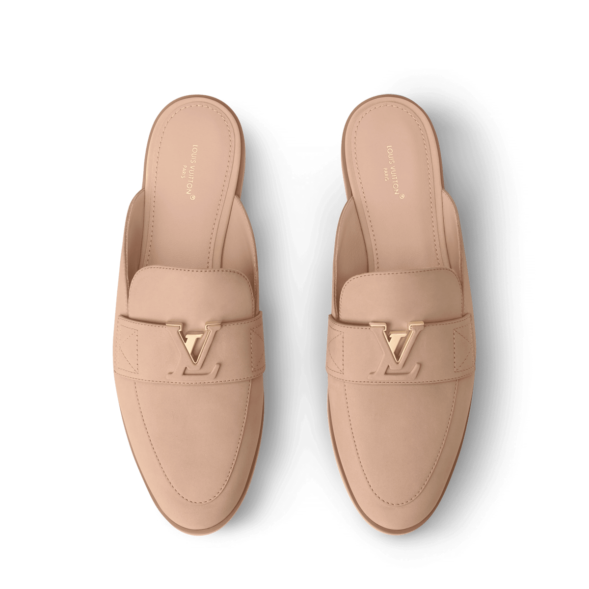 Women's LV Mare Flex Open Back Loafer Beige Nubuck Calf Leather 1AIGO4