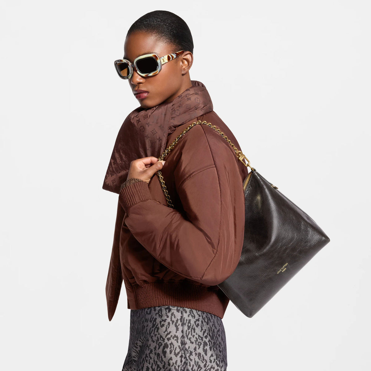 Women's Multipass Saga Acajou Cracked Calfskin Leather Crossbody Bag