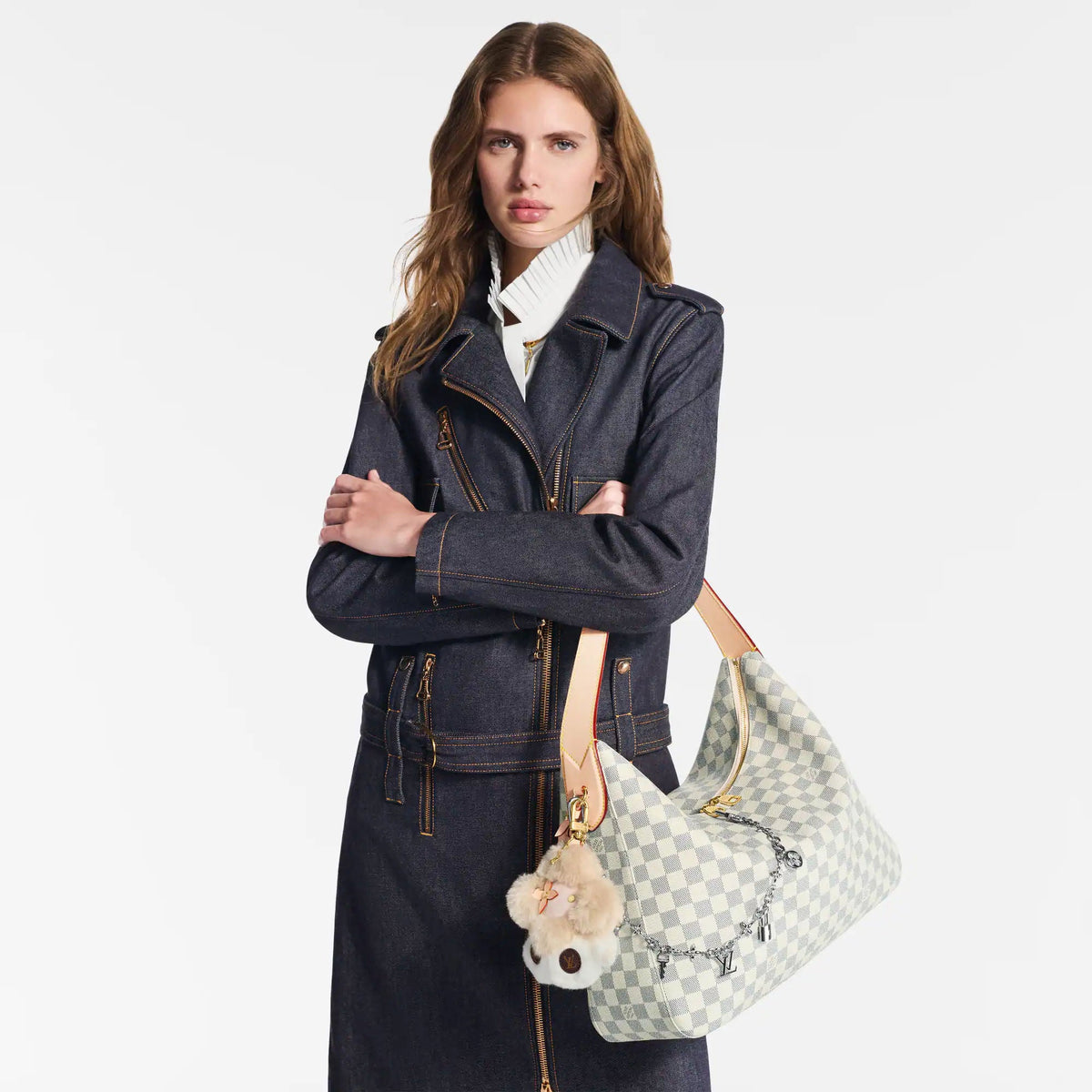 Women's Slouchy MM Damier Azur Coated Canvas Tote N00126