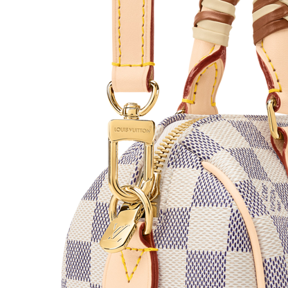 Speedy Bandoulière 20 Damier Azur Coated Canvas Banana Yellow Gold-Toned Hardware