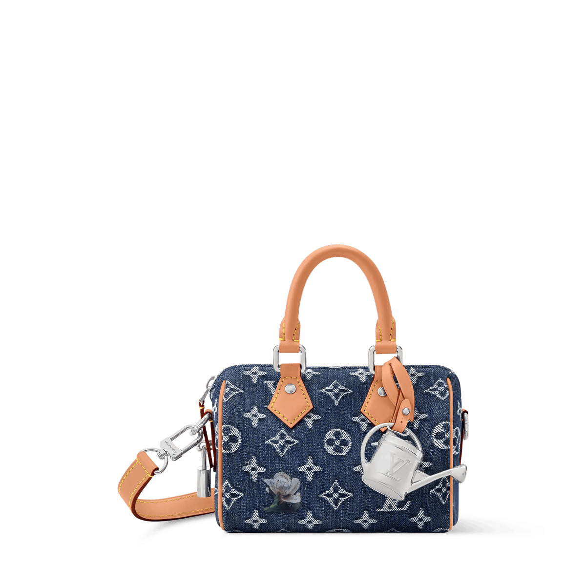 Speedy 18 Bandoulière Bag Monogram Flowers Denim