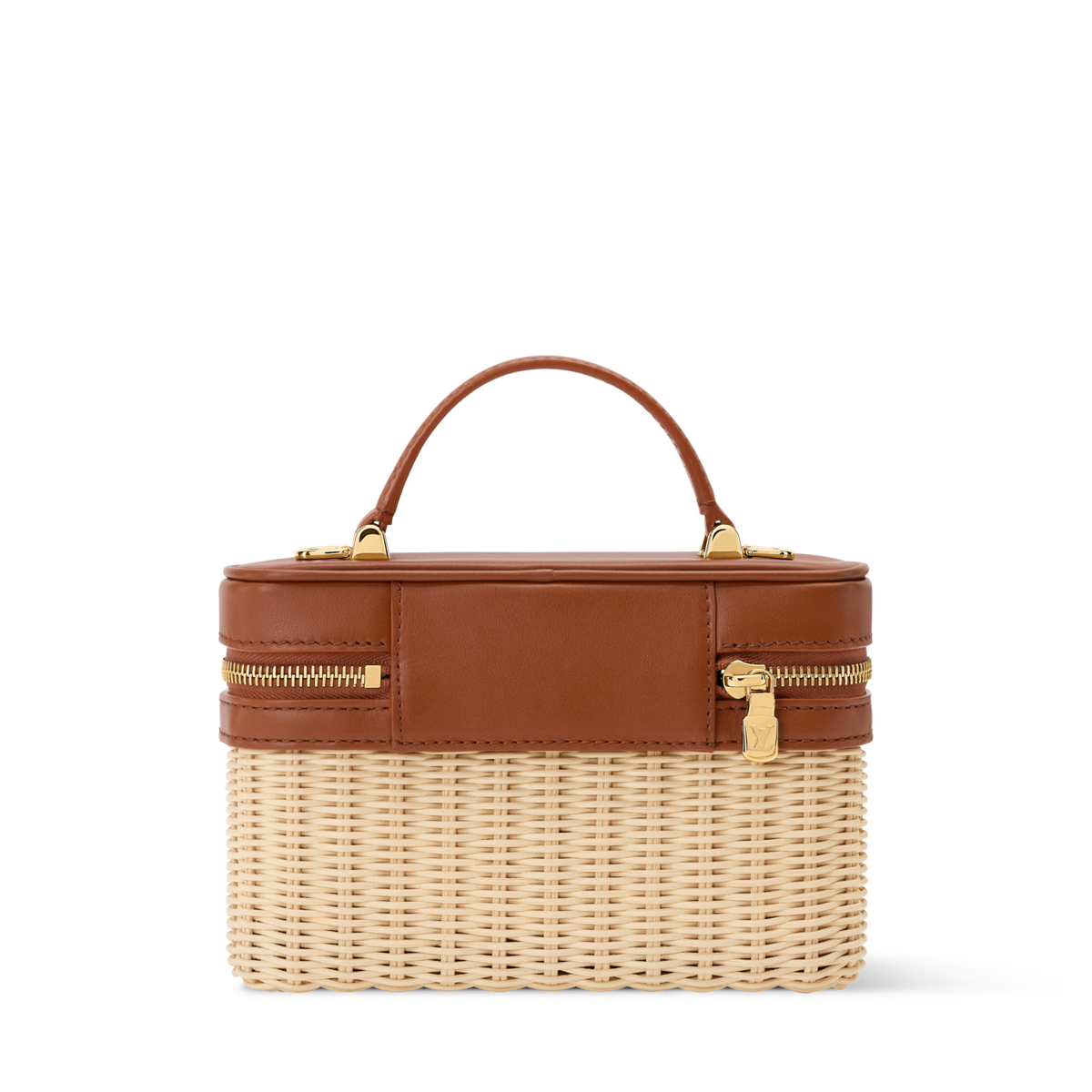 Vanity Chain Pouch Rattan Brown Gold-Toned Hardware