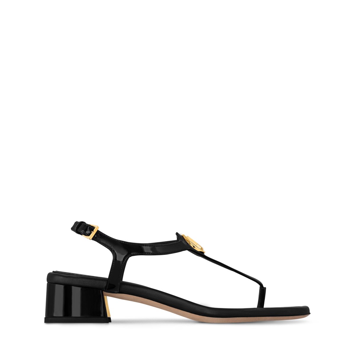 Women's Sunkiss Sandal Black Patent Calf Leather 1AHO62