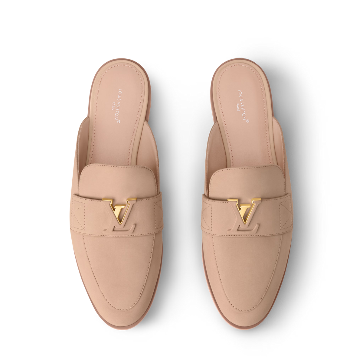 Women's LV Mare Flex Open Back Loafer Beige Nubuck Calf Leather 1AIGO4
