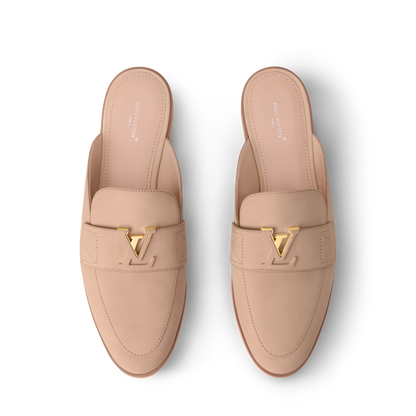 Women's LV Mare Flex Open Back Loafer Beige Nubuck Calf Leather 1AIGO4